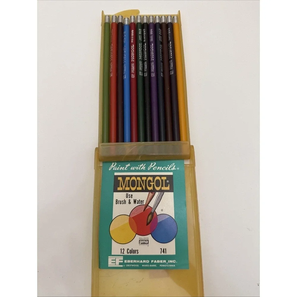 Vintage Eberhard Faber Mongol 741 Paint With Pencils 12 Colors Only One Used - Picture 1 of 9